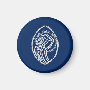 Blessed Virgin Mary, white lace, navy blue Magnet