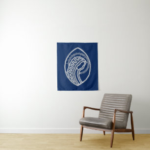 Blessed Virgin Mary, white lace, navy blue Tapestry
