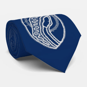 Blessed Virgin Mary, white lace, navy blue Tie