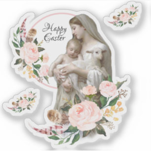 Blessed Virgin Mary with Jesus Religious Floral