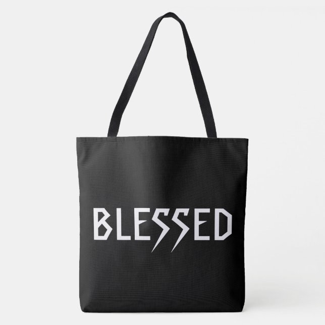 "BLESSED" w/QUOTE: "Living for the Grit & Glory." Tote Bag (Front)