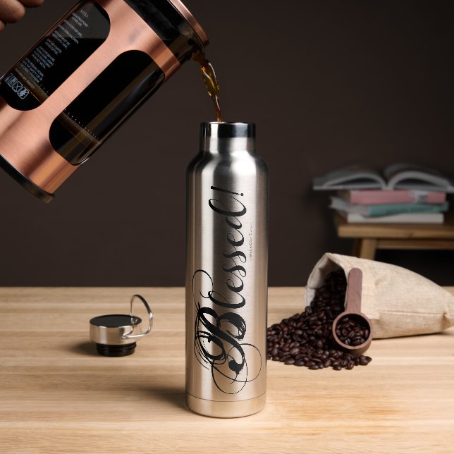 Blessed! Water Bottle (Silver) (Coffee)