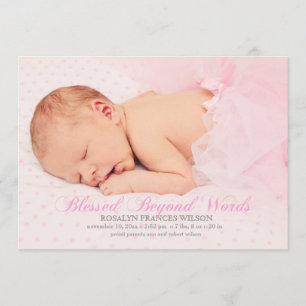 Blessed With A Girl Photo Birth Announcement