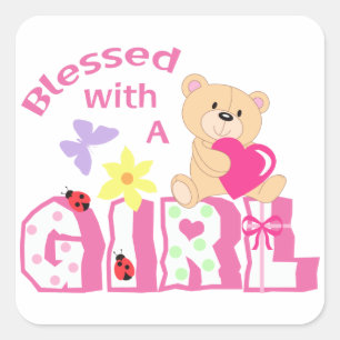 Blessed With a Girl Square Sticker