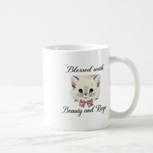 Blessed With Beauty And Rage Cute Lovely Cat Face Coffee Mug