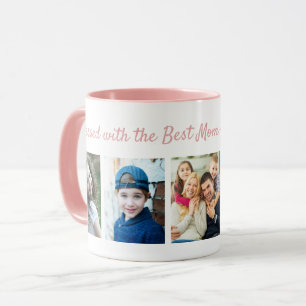 Blessed With The Best Mom 5 Photo Collage Pink Mug