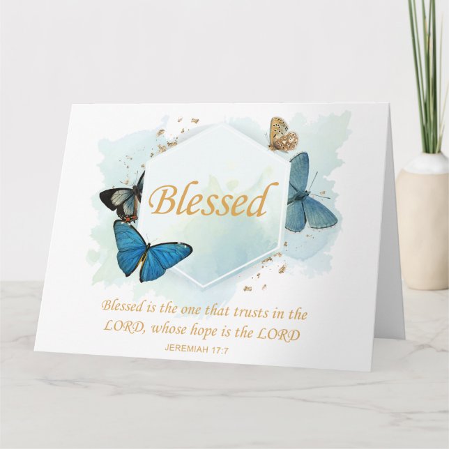 Blessed – Women's Christian Faith Butterfly Verse Thank You Card (Front)