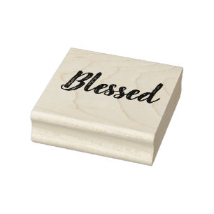Blessed Wooden Block Mounted Rubber Stamp