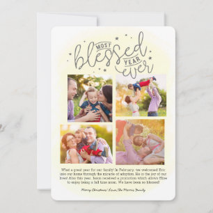Blessed Year Ever Year in Review Yellow   Holiday Card