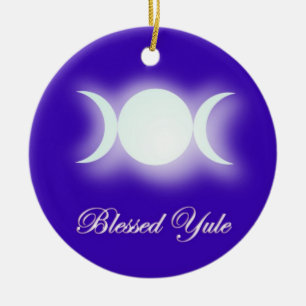 Blessed Yule (Triple Moon Goddess) Ceramic Ornament