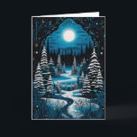 Blessed Yule Winter Solstice Cozy Winter Forest Holiday Card<br><div class="desc">Celebrate the magic of Yule and Winter Solstice with this enchanting greeting card featuring a beautifu snowy winter forest scene with a full moon in a folk art Nordic Scandinavian style. This card captures the spirit of Yule and the returning light, making it perfect for those who honour pagan, wiccan,...</div>