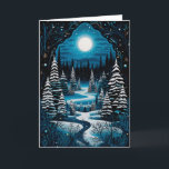 Blessed Yule Winter Solstice Cozy Winter Forest Holiday Card<br><div class="desc">Celebrate the magic of Yule and Winter Solstice with this enchanting greeting card featuring a beautifu snowy winter forest scene with a full moon in a folk art Nordic Scandinavian style. This card captures the spirit of Yule and the returning light, making it perfect for those who honour pagan, wiccan,...</div>