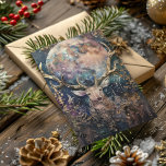 Blessed Yule Winter Solstice Golden Stag and Moon Holiday Card<br><div class="desc">Celebrate the magic of Yule and Winter Solstice with this enchanting greeting card featuring a beautiful multimedia and alcohol ink design in shades of teal green, blue, mauve, purple, and gold. Deisgn features a huge full moon and a golden stag in a woodland forest. This card captures the spirit of...</div>