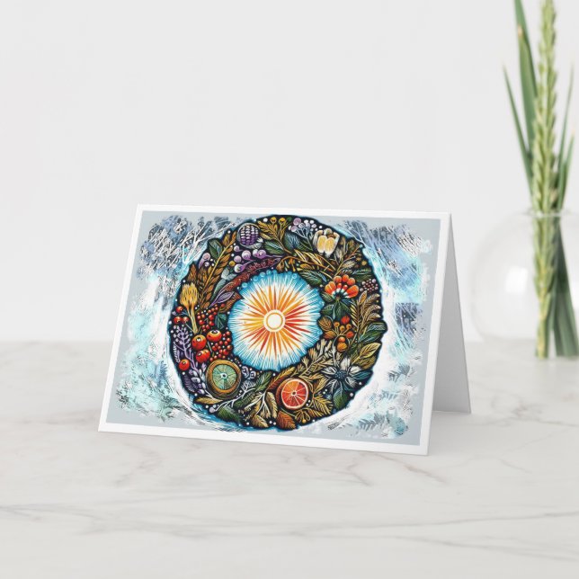 Blessed Yule Winter Solstice Holiday Card (Front)