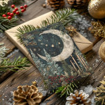 Blessed Yule Winter Solstice Winter Forest Moon Holiday Card<br><div class="desc">Celebrate the magic of Yule and Winter Solstice with this enchanting greeting card featuring a beautiful huge moon in a starry sky in a woodland evergreen forest. Design elements also include candles and holly berries. This card captures the spirit of Yule and the returning light, making it perfect for those...</div>
