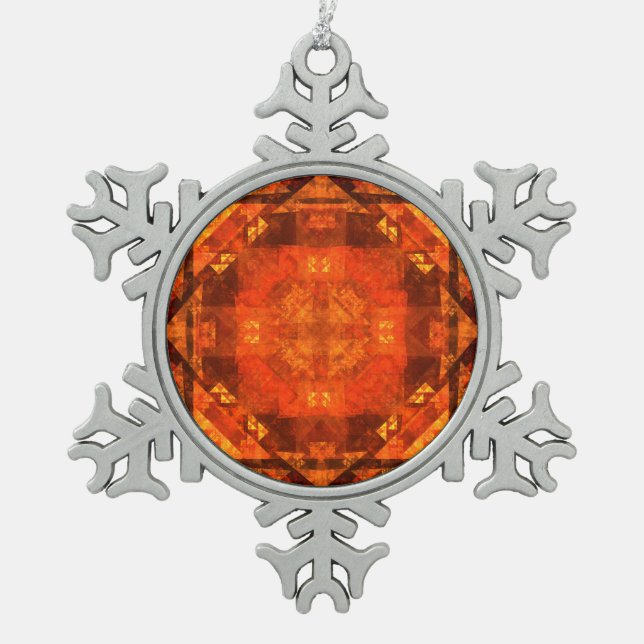 Blessing Abstract Art Snowflake Pewter Christmas Ornament (Front)