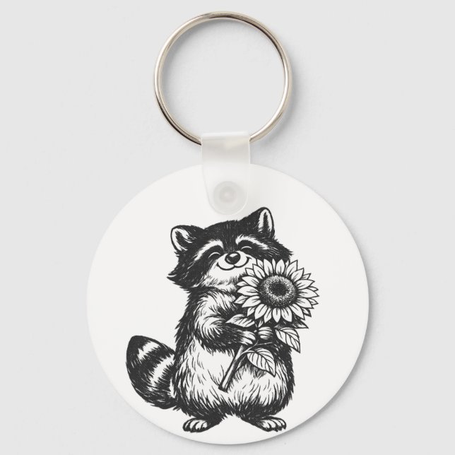 Blessing bear holding sunflower tote bag keychain (Front)