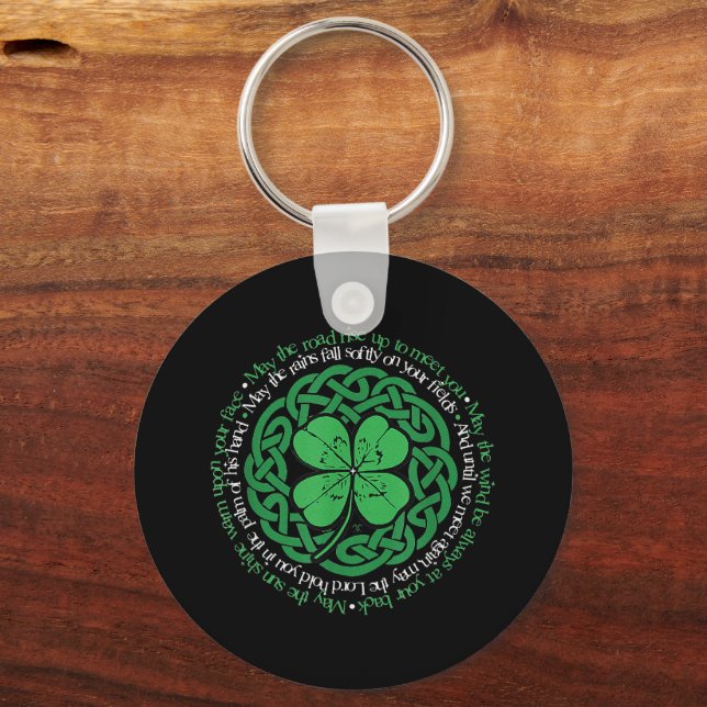 Blessing Celtic Knot 4 Leaf Clover St. Patrick's Keychain (Front)