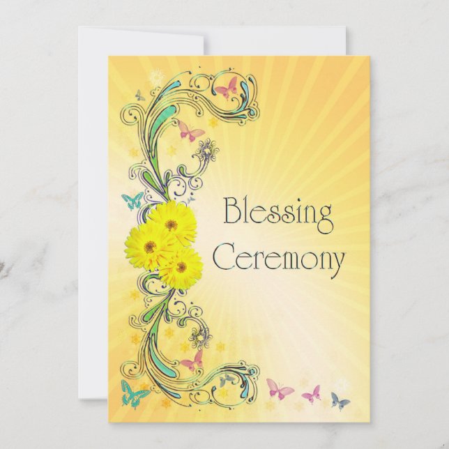 Blessing Ceremony Invitation with yellow flower (Front)