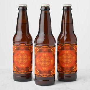 Blessing Fire Mandala Abstract Art Design Beer Bottle Label