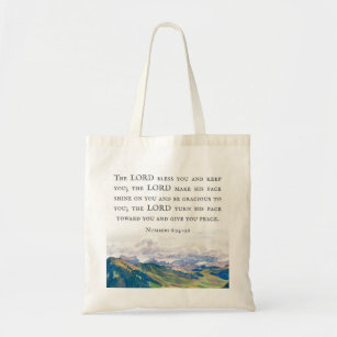 Blessing, Numbers 6:24-26, Watercolor Landscape Tote Bag