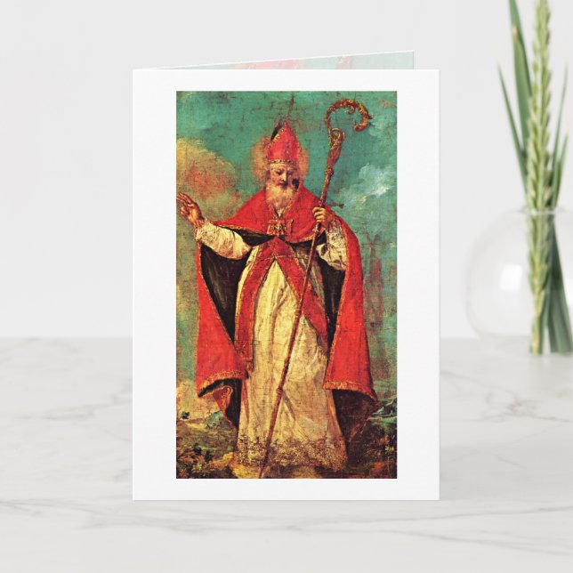 Blessing Of St. Nicholas By Francesco Guardi Holiday Card (Front)