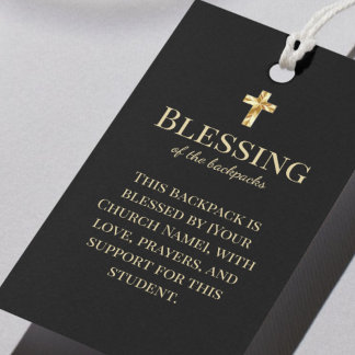 Blessing of the backpacks Classy Gold and Black Gift Tags