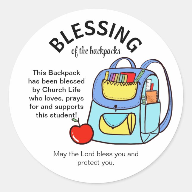 Blessing of the backpacks gift tags (Front)