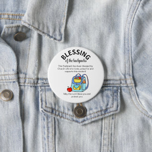 Blessing of the backpacks gift tags 3 inch round button