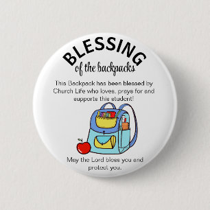 Blessing of the backpacks gift tags key ring 2 inch round button