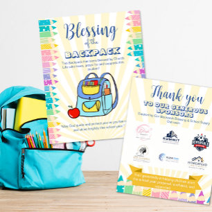 Blessing of the backpacks school supplies sponsors flyer