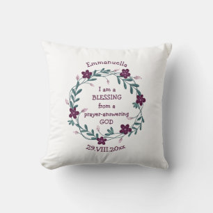 BLESSING PRAYER ANSWERING GOD   Floral Wreath Throw Pillow