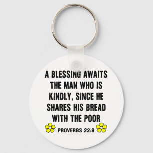 Blessing Proverbs 22:9 Keychain