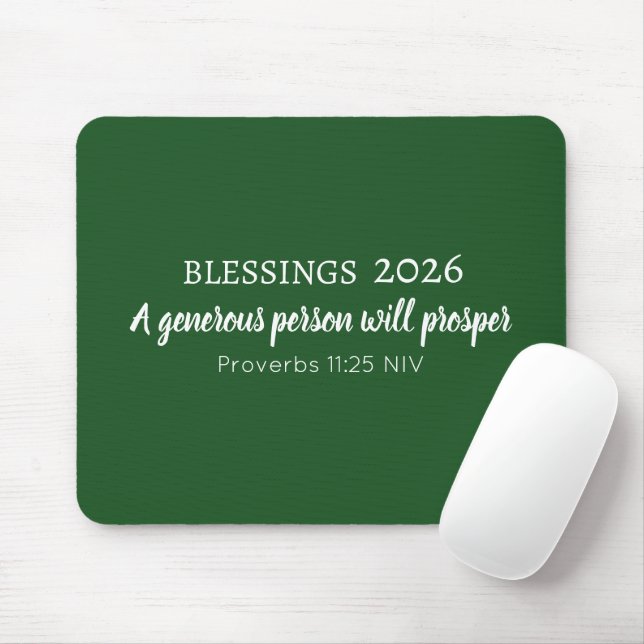 Blessings 2026 Prosperity Bible Verse Dark Green Mouse Pad (With Mouse)