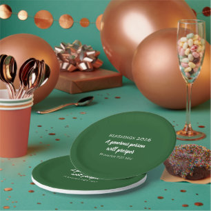 Blessings 2026 Prosperity Bible Verse Dark Green Paper Plate