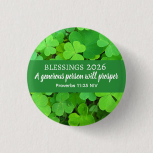 Blessings 2026 Prosperity Bible Verse Green 1 Inch Round Button