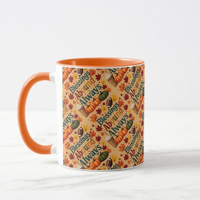Blessings Abound Always Autumn Design Mug (Left)