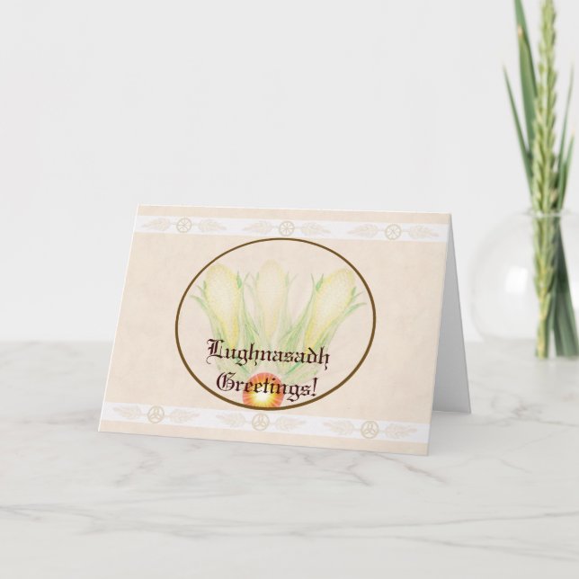 Blessings At Lughnasadh Pagan Witch Wicca Triquetr Card (Front)