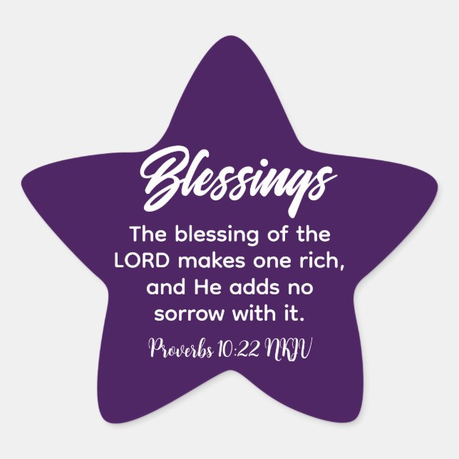 Blessings Bible Verse Purple Christian Faith Star Sticker (Front)