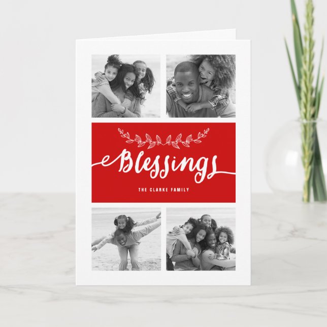 Blessings Collage | Holiday Photo Greeting Card (Front)