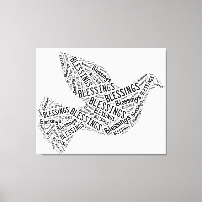 Blessings Dove, Black on White, Canvas (Front)