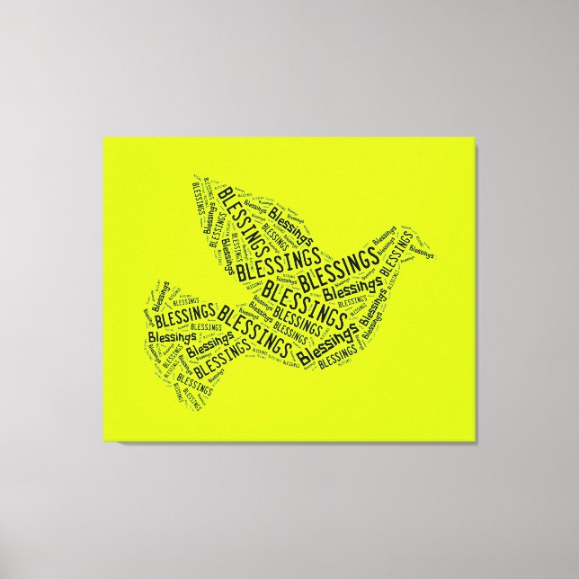Blessings Dove, Inspirational Canvas Neon Yellow (Front)