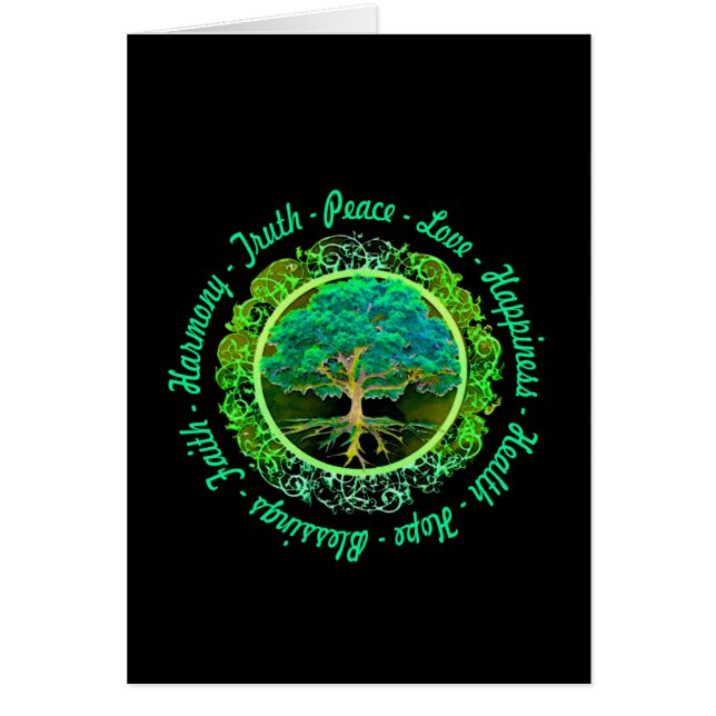 Blessings, Faith, Harmony Tree of Life in Green (Front)