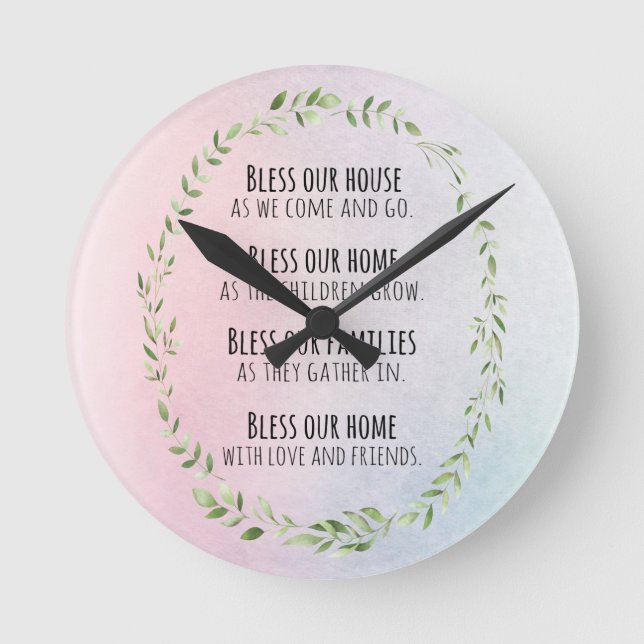 Blessings for your home and family  round clock (Front)