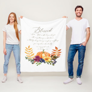 Blessings in abundance fall pumpkins and mums  fleece blanket