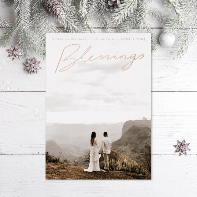 Blessings Lettering Foil Holiday Card (Creator Uploaded)
