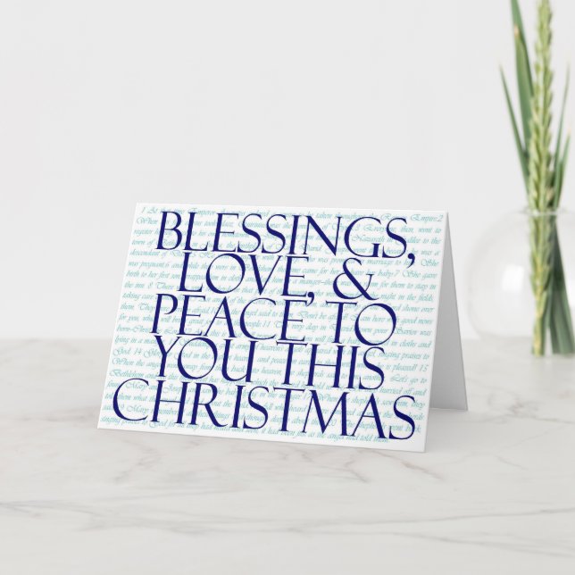 Blessings, Love & Peace Red Holiday Card (Front)