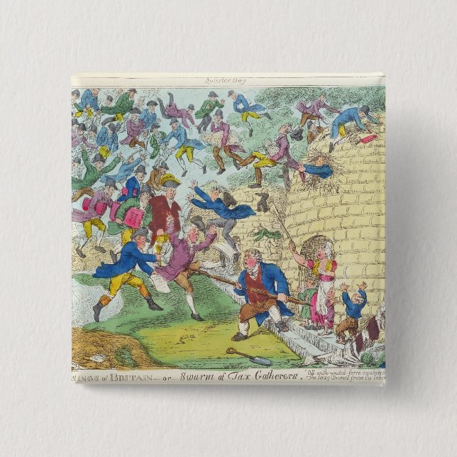 Blessings of Britain - or Swarm of Tax 2 Inch Square Button (Front)