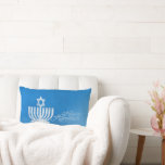 Blessings of the Menorah Lumbar Pillow<br><div class="desc">21” x 13” lumbar throw pillow with an image of a pale blue and white menorah topped with a Star of David on blue grunge. Blue grunge back. See matching 12" x 16" accent pillow. See the entire Hanukkah Pillow collection under the HOME category in the HOLIDAYS section.</div>