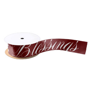 Blessings Red White Festive Satin Ribbon